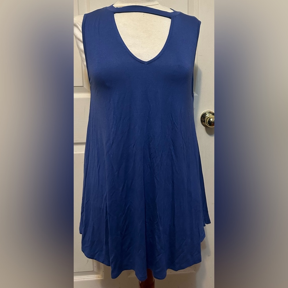 Davida blue sleeveless tunic top size large